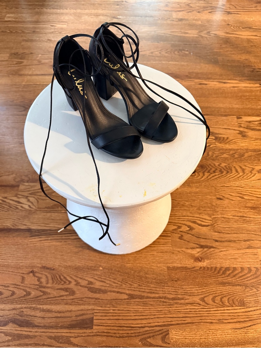 Lulu's Black Lace-Up Block Heel Sandals